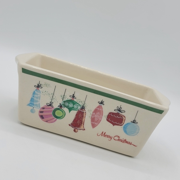 Nantucket Christmas Ceramic Mini Loaf Pans Vintage Ornaments & Santa Set of 2 - Picture 3 of 15